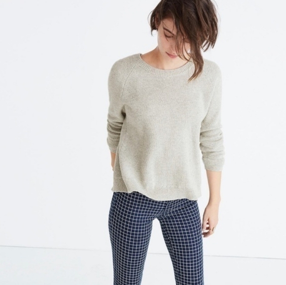 Madewell Sweaters - Madewell Province Light Gray Knit Cross-Back Sweater Sz S Crewneck Fall Casual